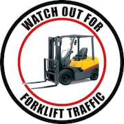 5S SUPPLIES Watch Out For Forklift Traffic 36in Diameter Non Slip Floor Sign FS-FRKLIVE-36